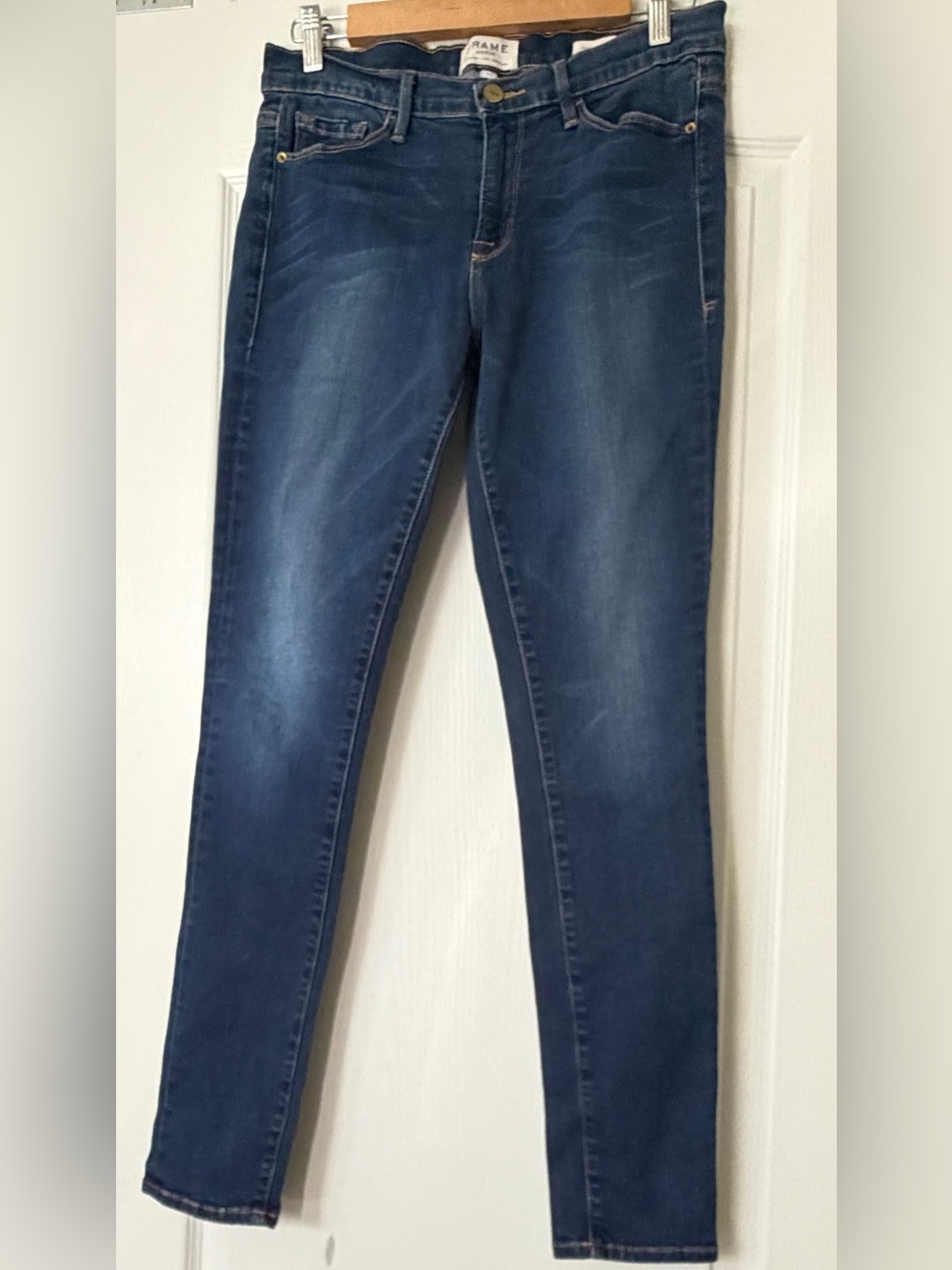 FRAME Le Skinny de Jeanne Columbia Road Skinny Jeans Size 31 Dark Blue Stretch